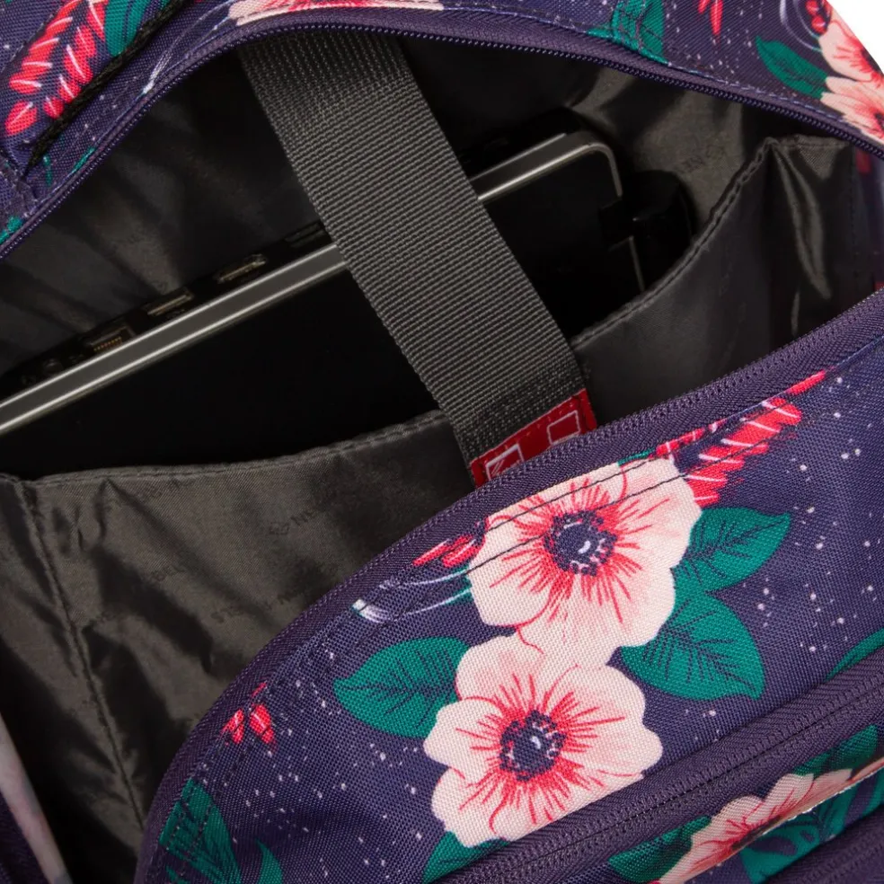 New Rebels ® BTS 2 schooltas met laptopvak Flower print