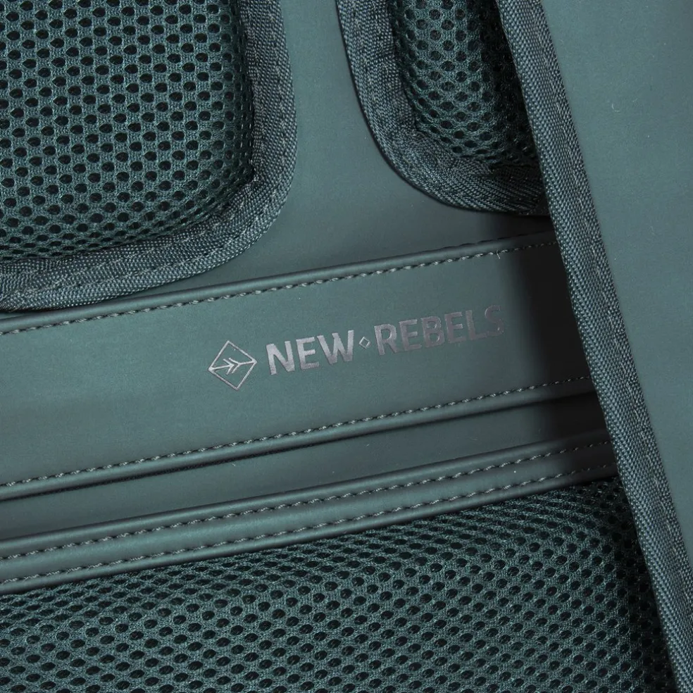 New Rebels ® Harper - Rugzak - Laptoptas - Rugtas - 18 Liter - Donker Groen - Metallic