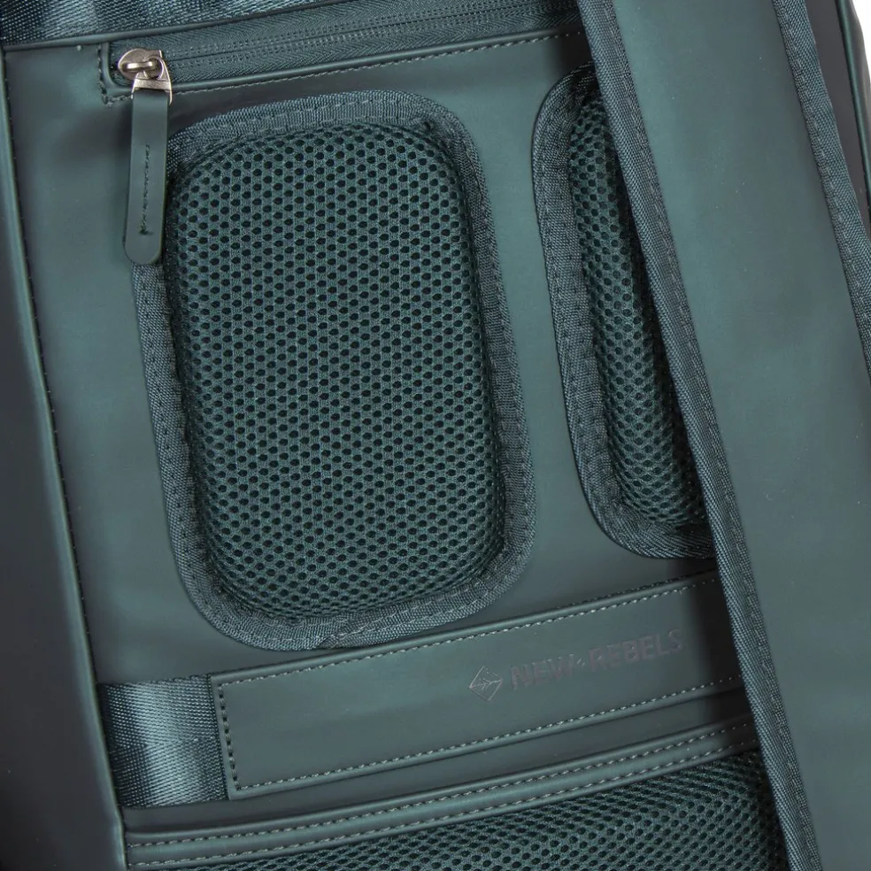 New Rebels ® Harper - Rugzak - Laptoptas - Rugtas - 18 Liter - Donker Groen - Metallic
