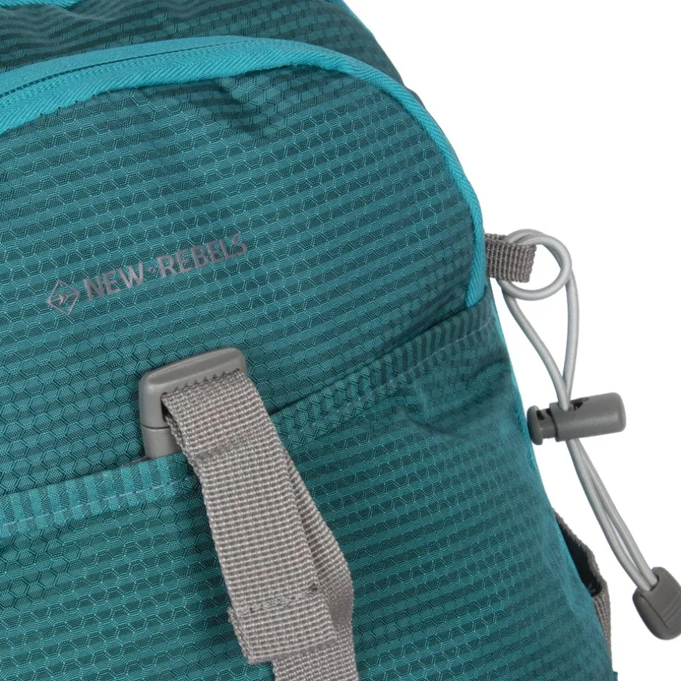 New Rebels ® Kinley - Rugtas - Schooltas - Vrijetijdstas - 48 Liter - Nylon - Petrol