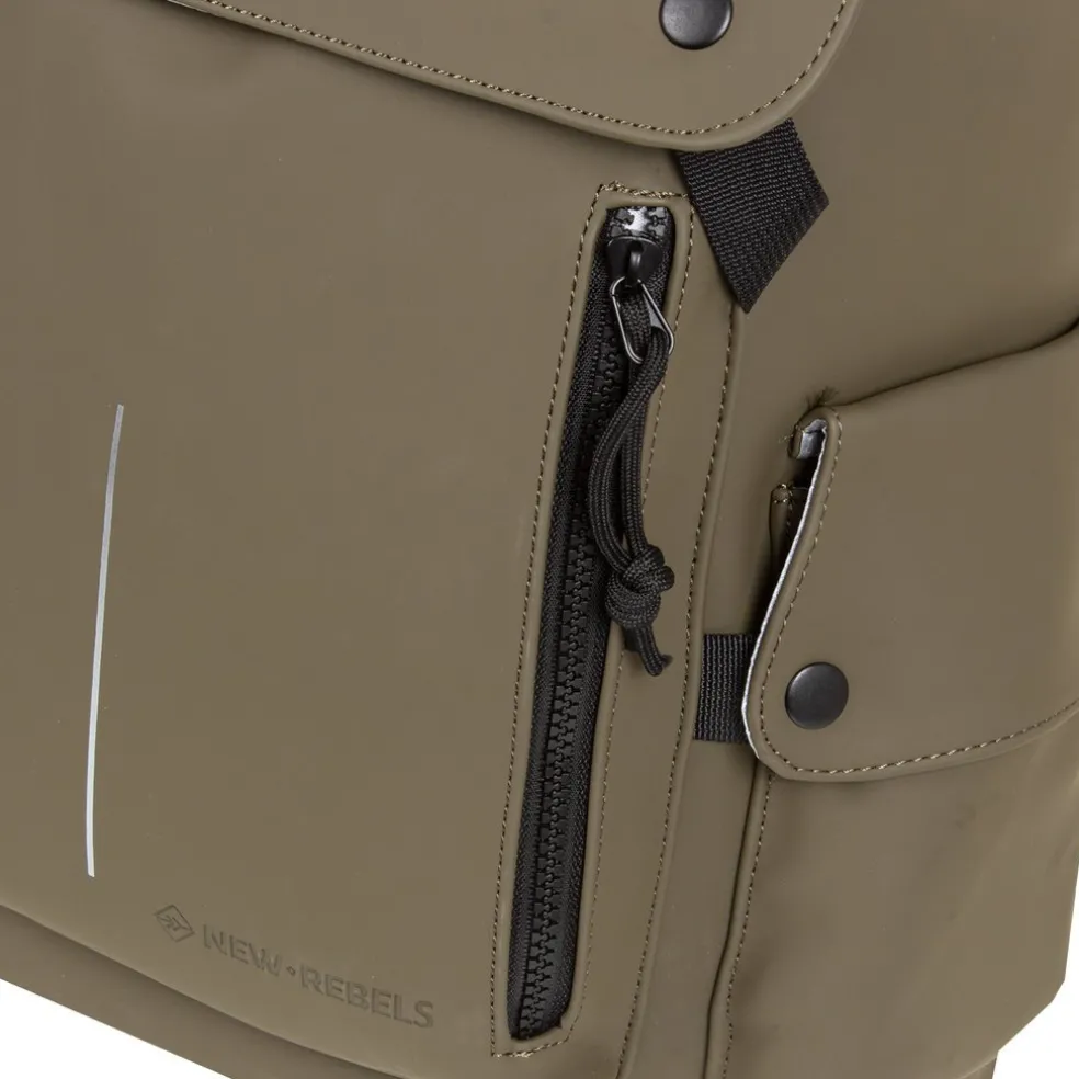 New Rebels ® Mart - PU - Laptop - Rugtas - Rugzak - Waterafstotend - Olijf