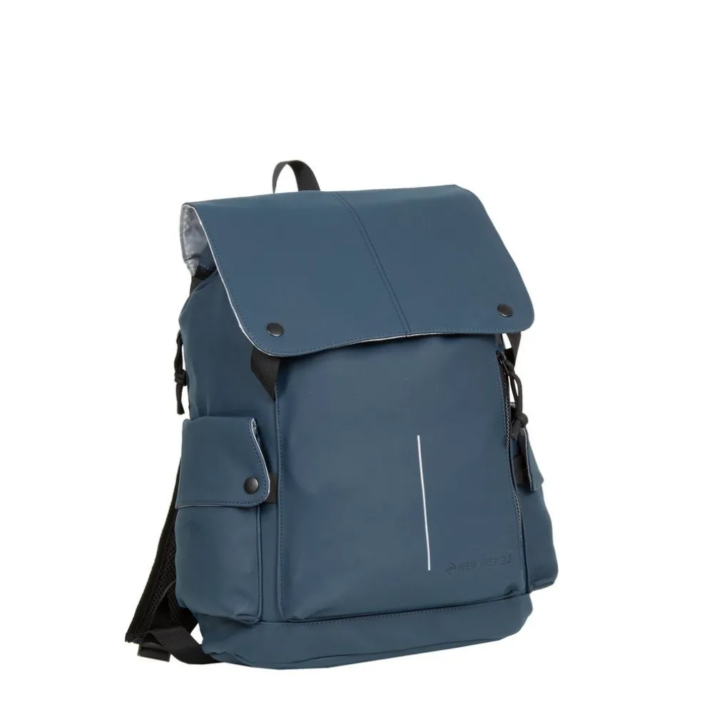 New Rebels ® Mart - PU - Laptop - Rugtas - Rugzak - Waterafstotend - Navy Blauw