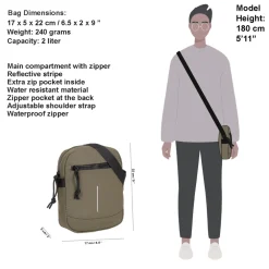 New Rebels ® Mart - Schoudertas - Crossbody tas - Top Zip - Olijf