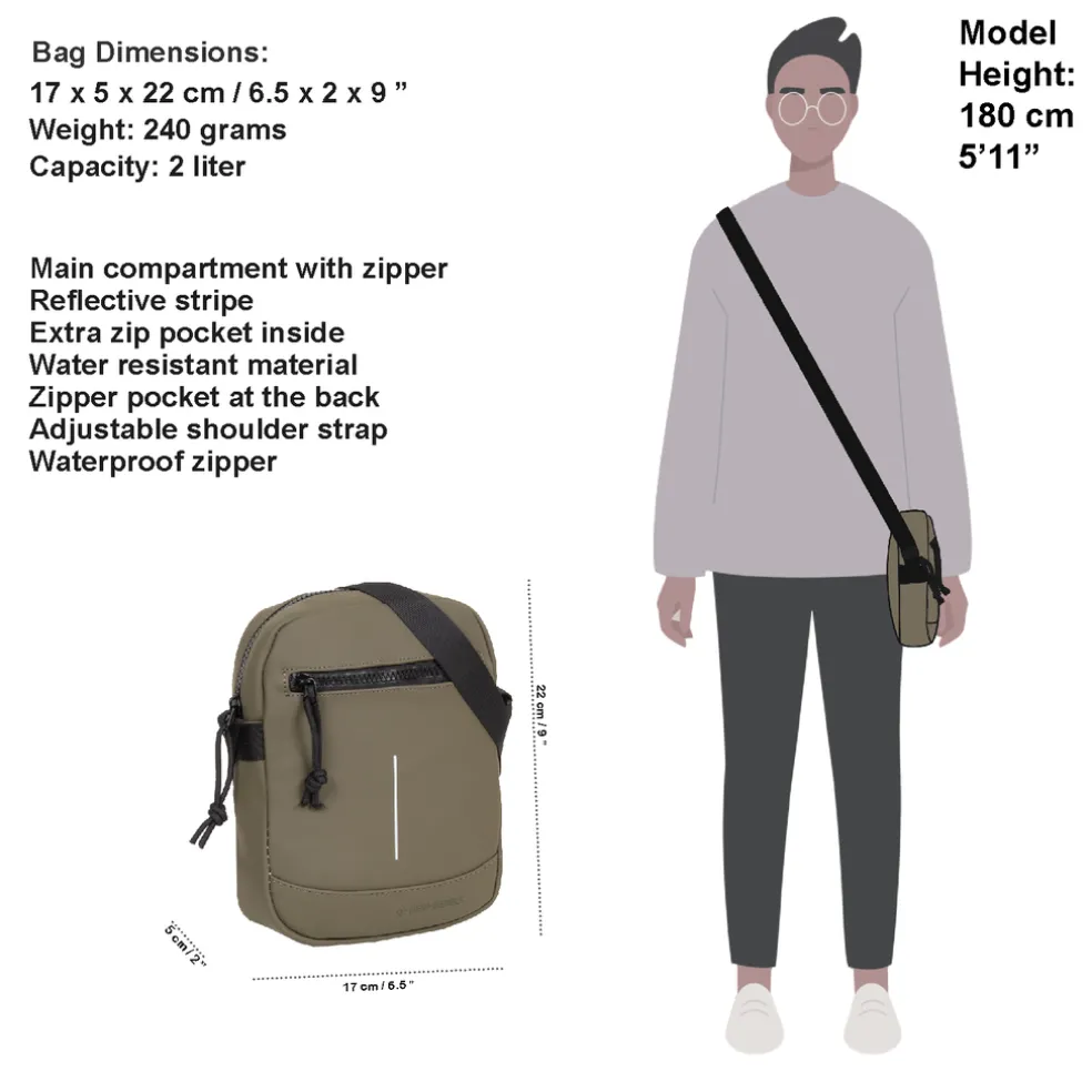 New Rebels ® Mart - Schoudertas - Crossbody tas - Top Zip - Olijf