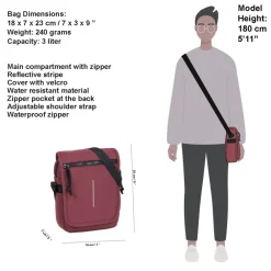 New Rebels ® Mart - Small - Flap - Schoudertas - Crossbody tas - Burgundy