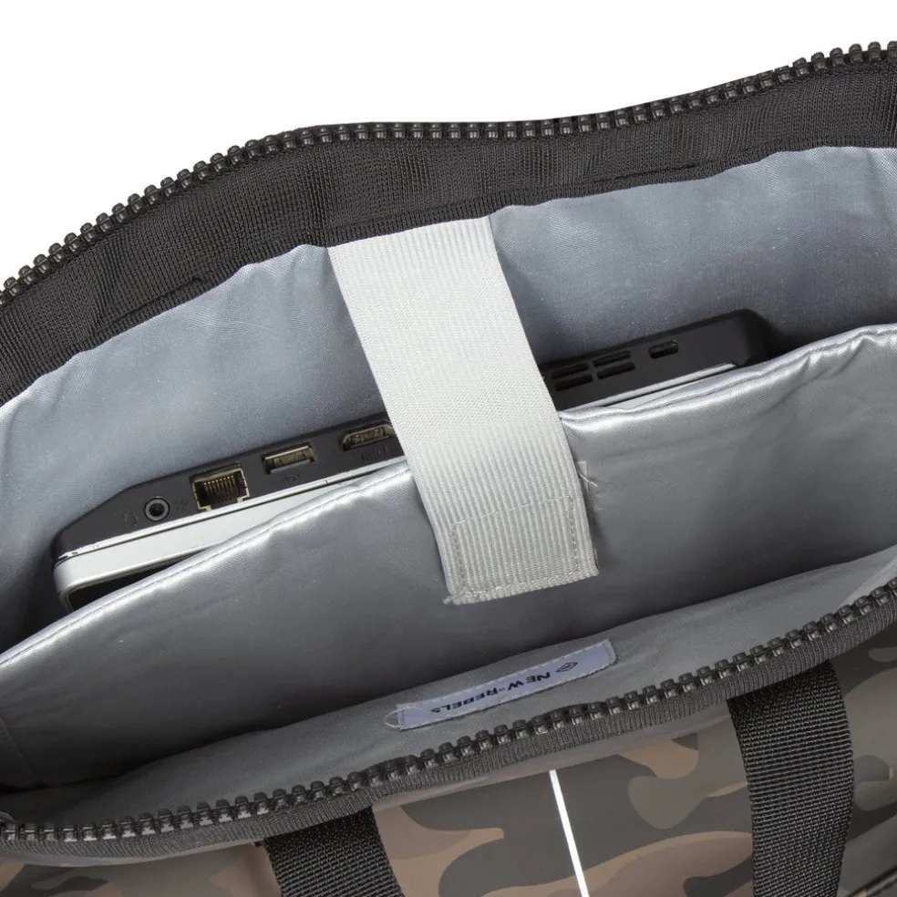 New Rebels ® Mart - Top Zip - Waterafstotend - Rugtas - Laptoptas 14Inch. - Shopper - Brown Camouflage