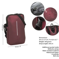 New Rebels ® Mart - Waterafstotend - Telefoontas - Telefoontasje - Burgundy