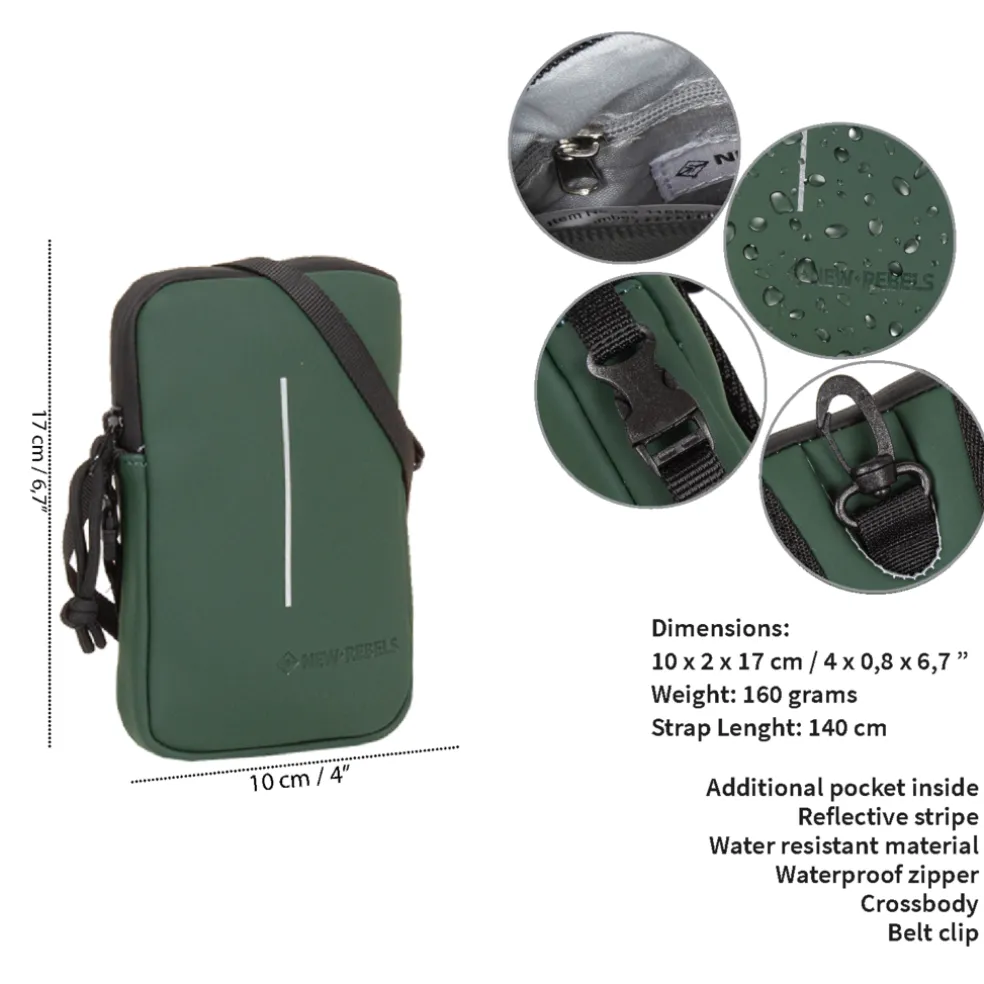 New Rebels ® Mart - Waterafstotend - Telefoontas - Telefoontasje - Donker Groen