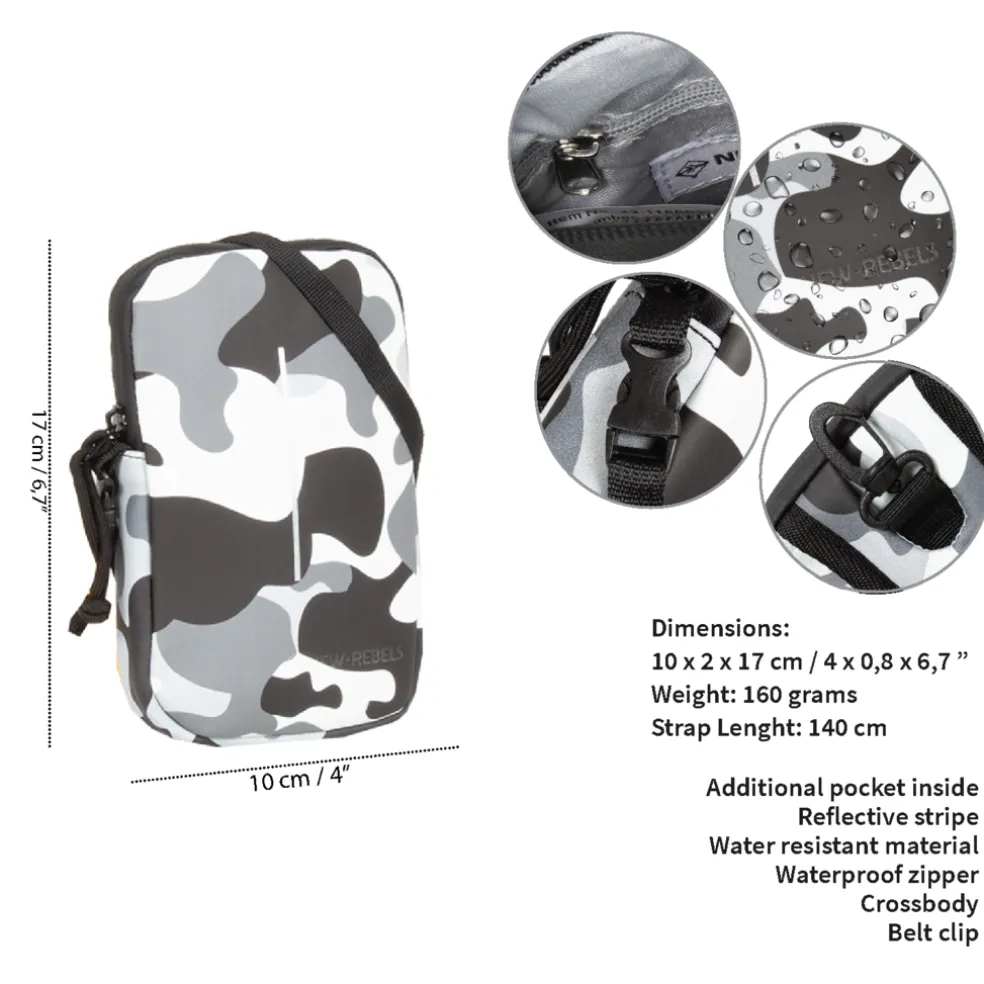 New Rebels ® Mart - Waterafstotend - Telefoontas - Telefoontasje - Army Camouflage Grey