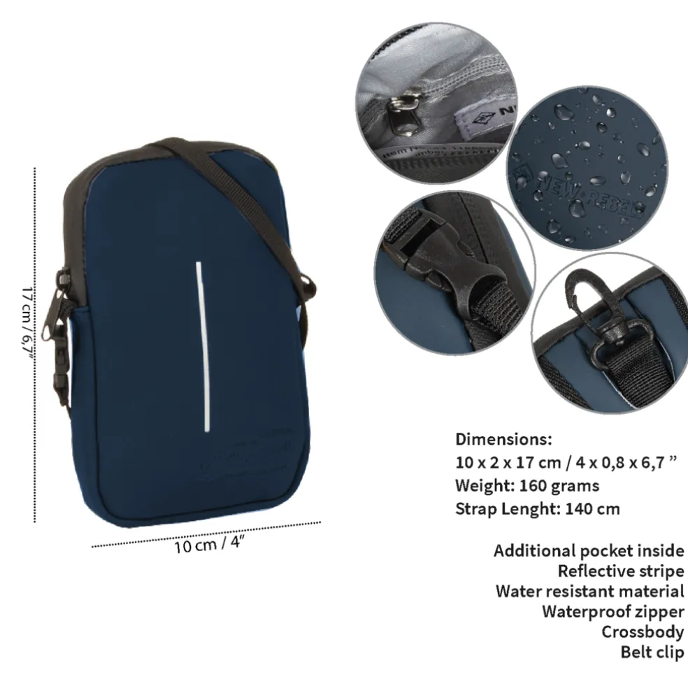 New Rebels ® Mart - Waterafstotend - Telefoontas - Telefoontasje - Navy Blauw