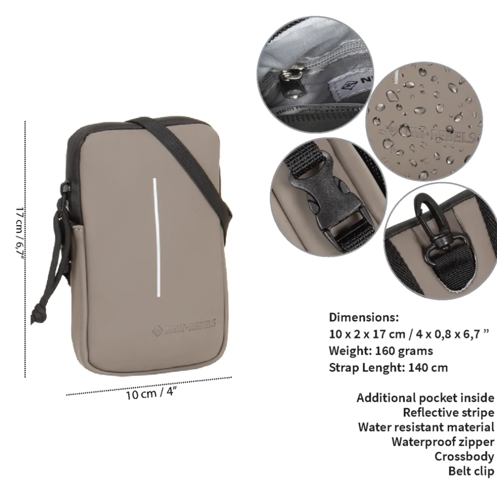 New Rebels ® Mart - Waterafstotend - Telefoontas - Telefoontasje - Taupe