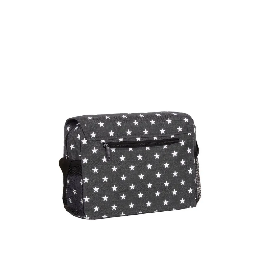 New Rebels ® Star25 - Medium Schoudertas A5 - Crossbodytas met flap - Grijs - with stars