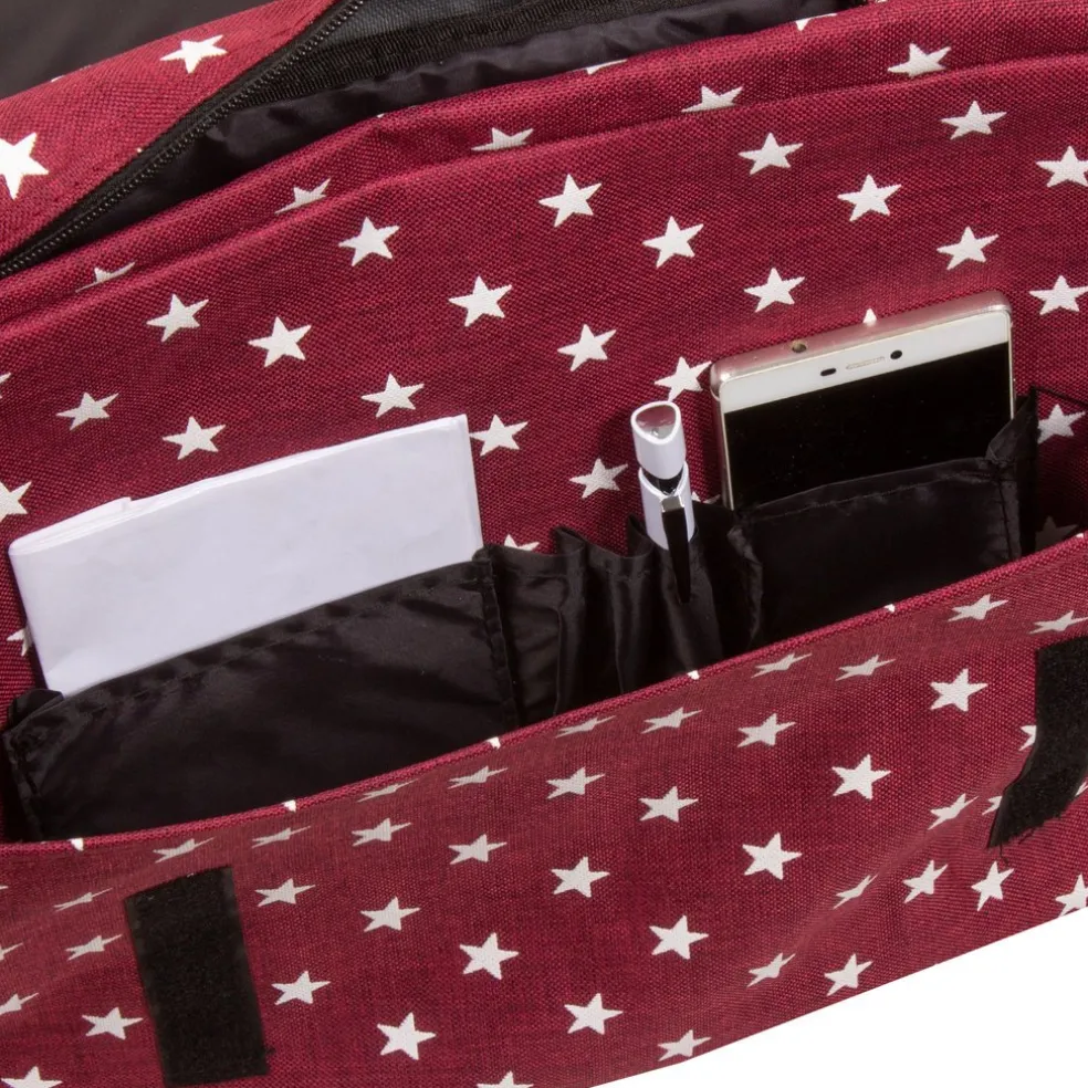 New Rebels ® Star26 - Medium Schoudertas A4- Crossbodytas met flap - with stars - Burgundy