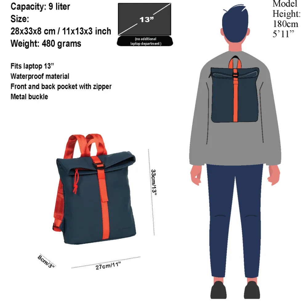 New Rebels ® Tim - Rugtas - Rugzak - Waterafstotend - Blauw/Rood IV