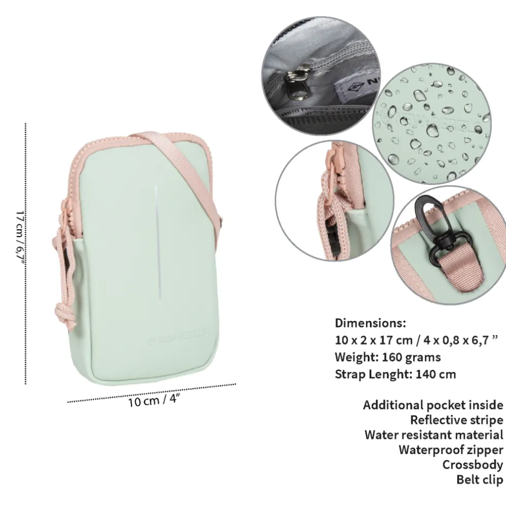 New Rebels ® Tim - Waterafstotend - Telefoontas - Telefoontasje - Mint Blue/Soft Pink