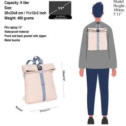 New Rebels ® Tim Rolltop Rugtas Small Soft Pink/Lila