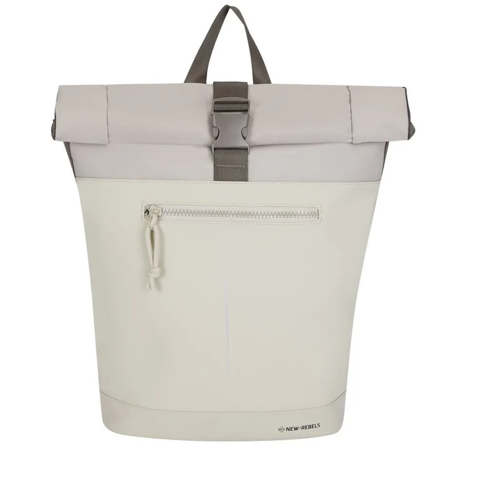 New Rebels Backham New York Beige 21L Rolltop Rugzak Waterafstotend Laptop 15.6"