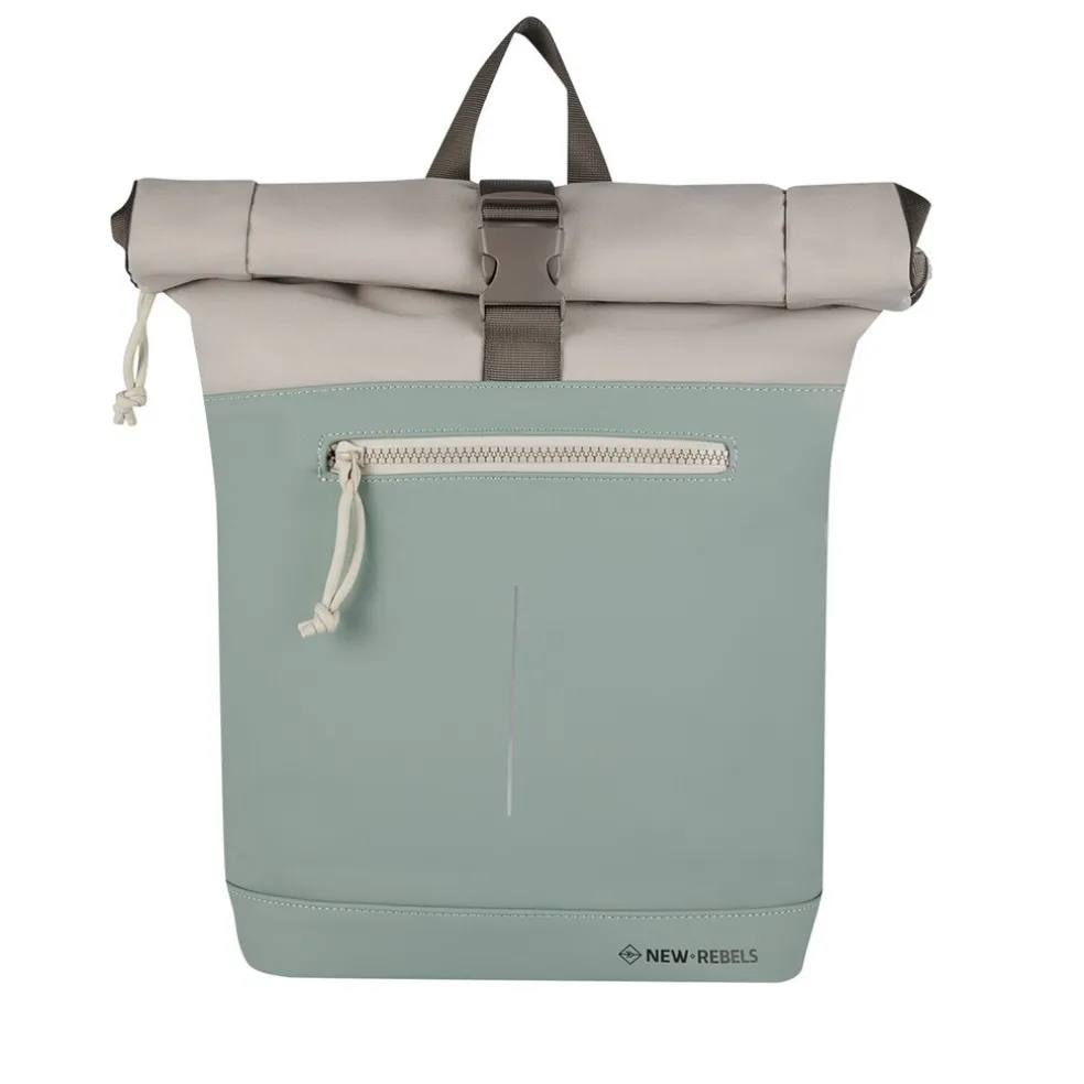 New Rebels Backham New York Salie Groen 21L Rolltop Rugzak Waterafstotend Laptop 15.6"