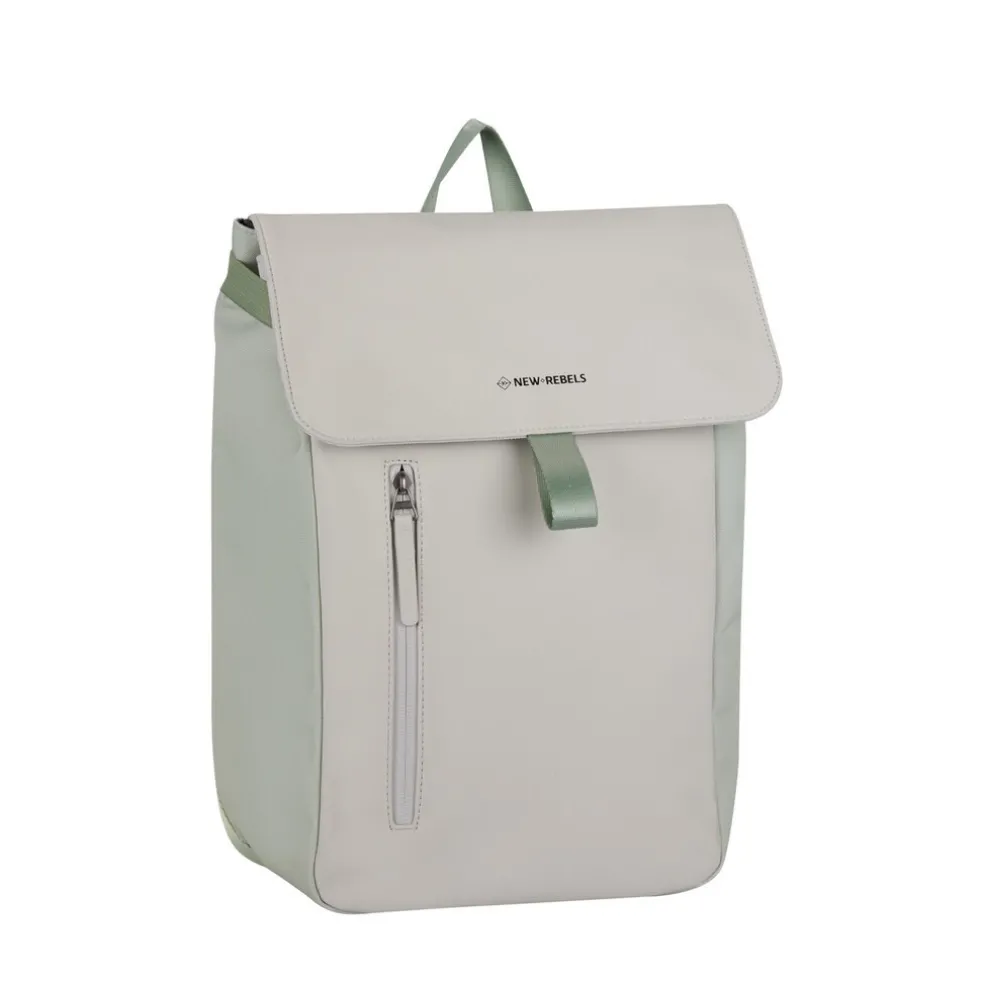 New Rebels Ceres Dothan Lime Lichtgrijs 15L Rugtas met Flap Waterafstotend Laptop 15.6"