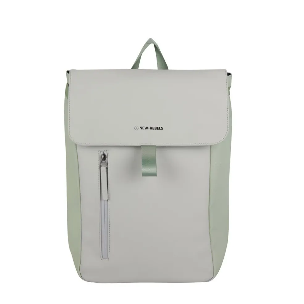 New Rebels Ceres Dothan Lime Lichtgrijs 15L Rugtas met Flap Waterafstotend Laptop 15.6"