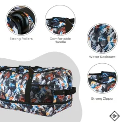 New Rebels Cranford Newark Flower oprolbare reistas met 2 wielen - 110L vergrootbare tas met handgrepen en ritssluiting - lichtgewicht