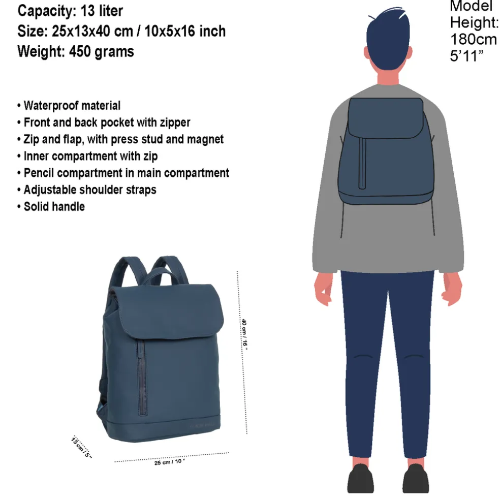 New Rebels Daley Washington Navy 10L Rugzak Waterafstotend