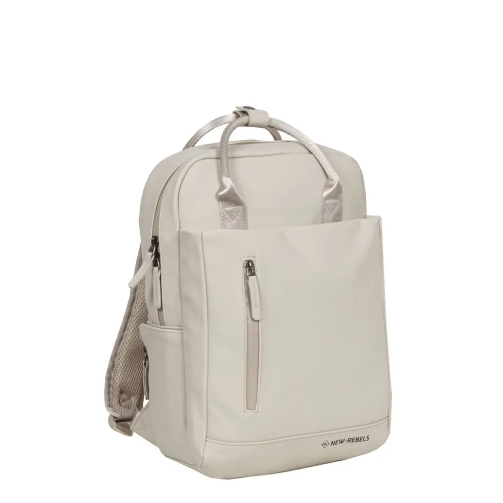 New Rebels Harper Miami Rugzak 9L Waterafstotende Laptop Rugtas 13 inch Schooltas en Werktas van PU Comfortabel Beige