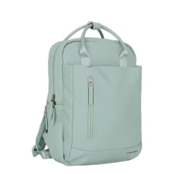New Rebels Harper Miami Rugzak 9L Waterafstotende Laptop Rugtas 13 inch Schooltas en Werktas van PU Comfortabel Salie Green