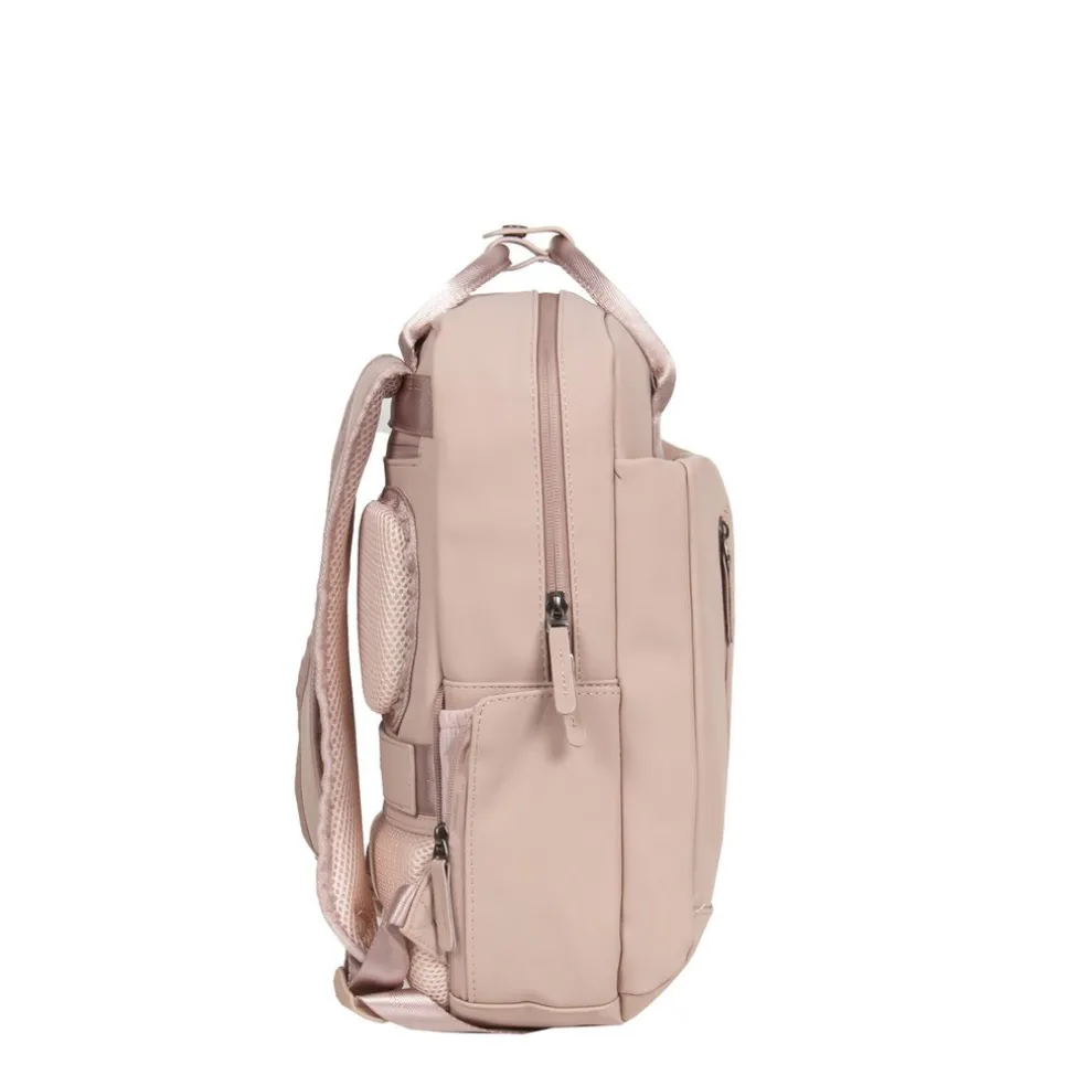 New Rebels Harper Miami Rugzak 9L Waterafstotende Laptop Rugtas 13 inch Schooltas en Werktas van PU Comfortabel Oudroze