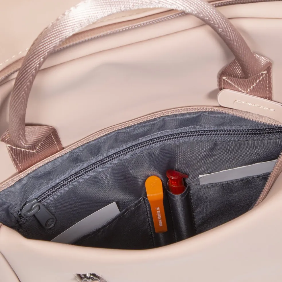 New Rebels Harper Miami Rugzak 9L Waterafstotende Laptop Rugtas 13 inch Schooltas en Werktas van PU Comfortabel Oudroze