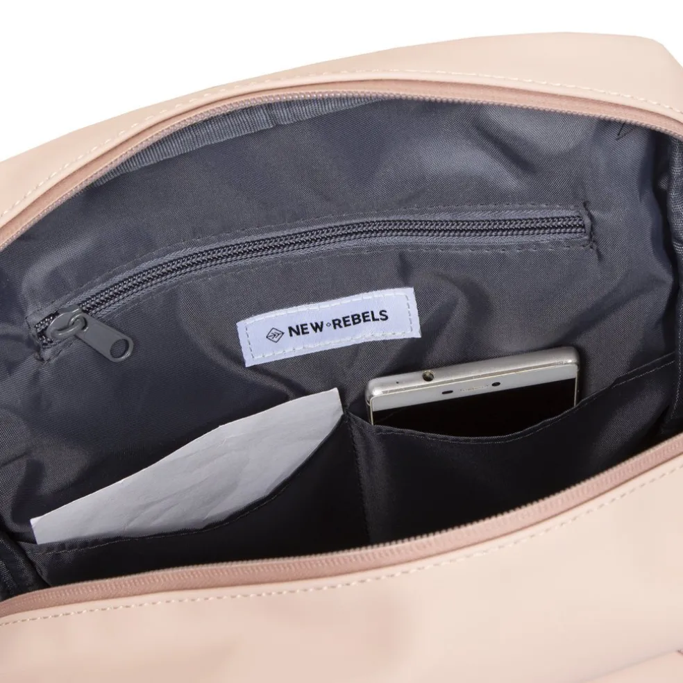 New Rebels Harper Miami Rugzak 9L Waterafstotende Laptop Rugtas 13 inch Schooltas en Werktas van PU Comfortabel Oudroze