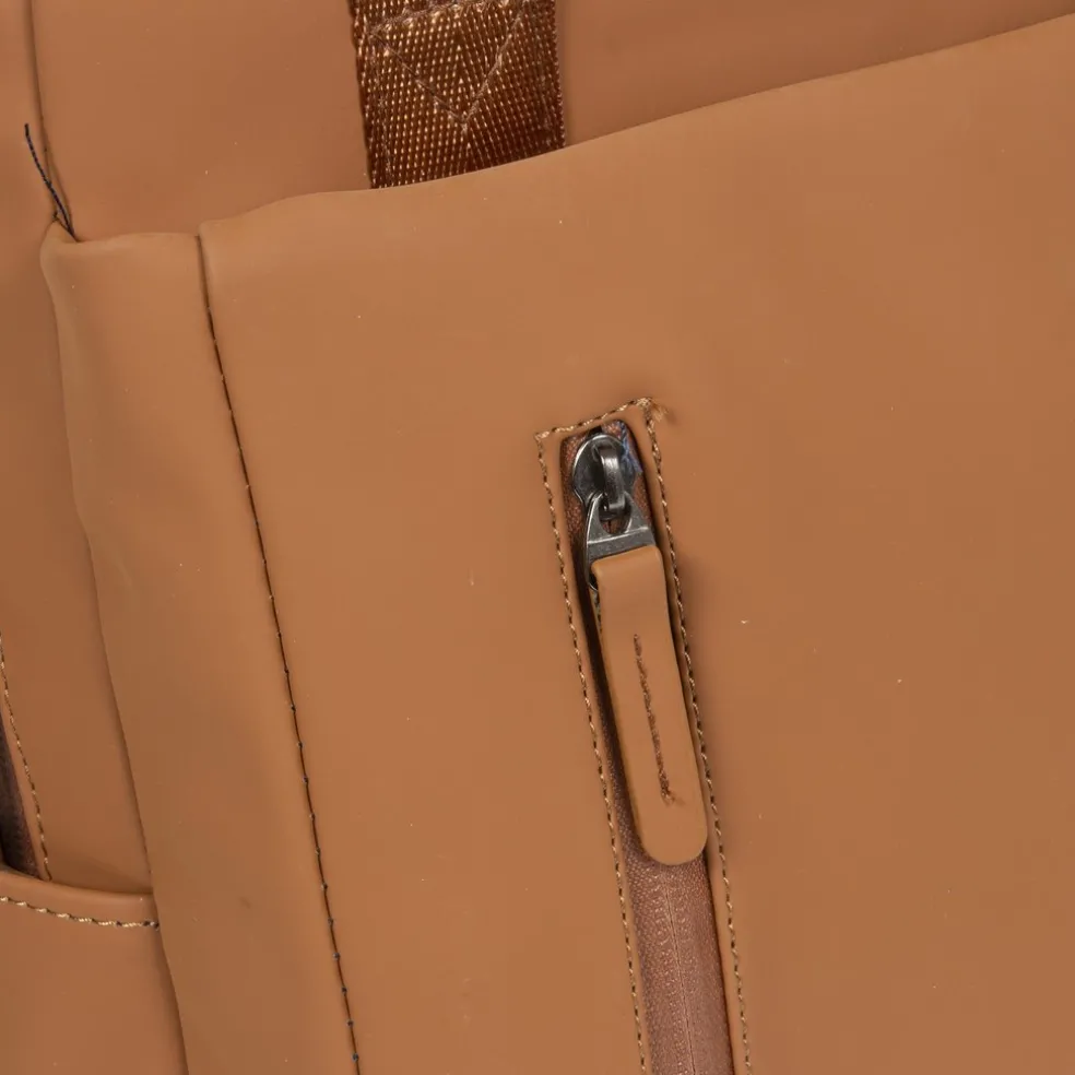 New Rebels Harper Miami Rugzak 9L Waterafstotende Laptop Rugtas 13 inch Schooltas en Werktas van PU Comfortabel Cognac