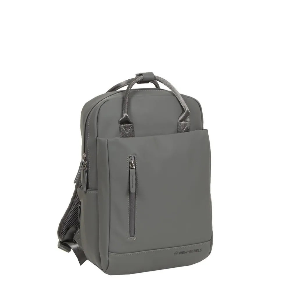 New Rebels Harper Miami Rugzak 9L Waterafstotende Laptop Rugtas 13 inch Schooltas en Werktas van PU Comfortabel Antraciet
