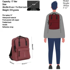 New Rebels Mart Chicago Burgundy 17L Rugtas Waterafstotend Laptop 13