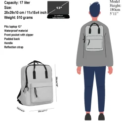 New Rebels Mart Chicago Lichtgrijs 17L Rugtas Waterafstotend Laptop 13