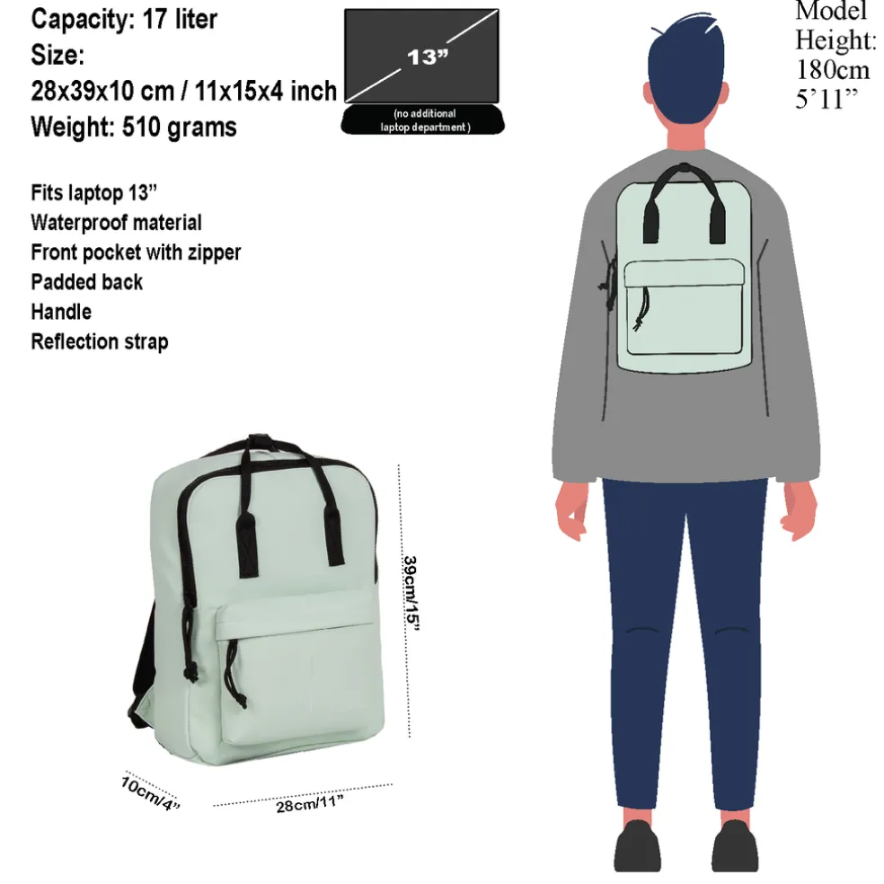 New Rebels Mart Chicago Mint 17L Rugtas Waterafstotend Laptop 13"