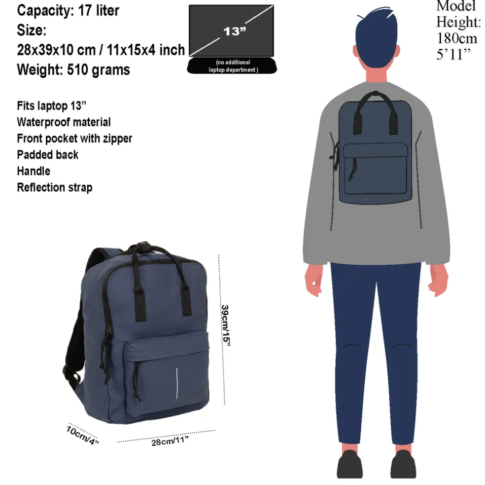 New Rebels Mart Chicago Navy 17L Rugtas Waterafstotend Laptop 13"