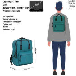 New Rebels Mart Chicago Petrol 17L Rugtas Waterafstotend Laptop 13