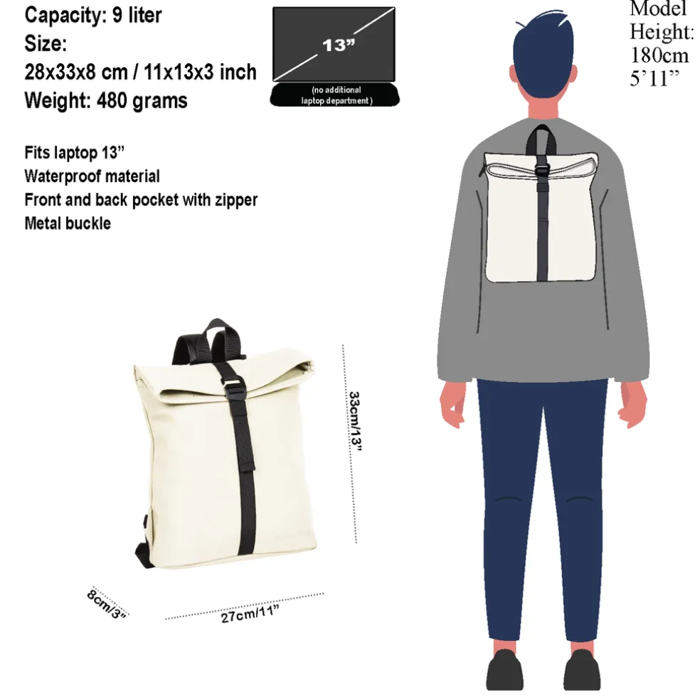 New Rebels Mart Los Angeles Off White 7L Rolltop Rugzak Waterafstotend