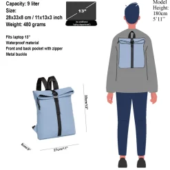 New Rebels Mart Los Angeles Zacht Blauw 7L Rolltop Rugzak Waterafstotend