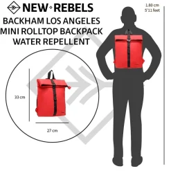 New Rebels Mart Los Angeles Rood 7 Liter Rugzak Rolltop Waterafstotend