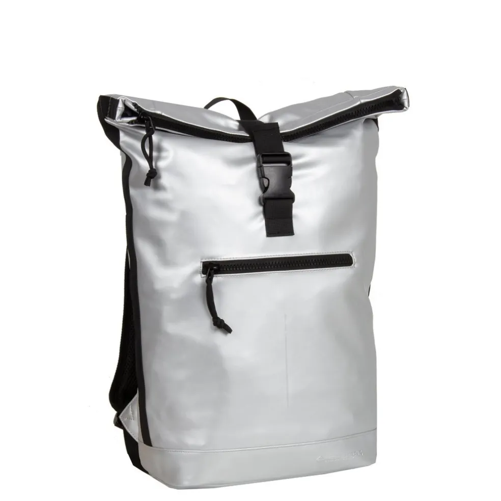 New Rebels Mart New York Metallic Zilver 21L Rugtas Rolltop Waterafstotend Laptop 15.6"