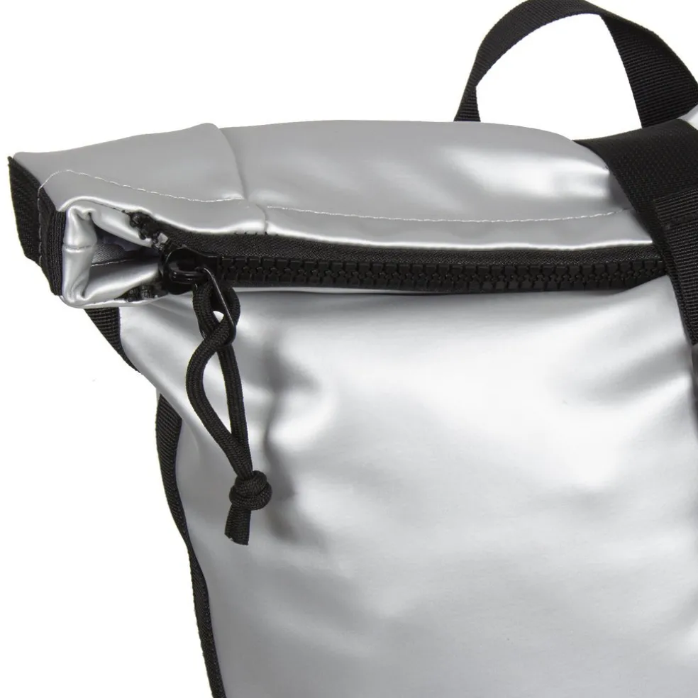 New Rebels Mart New York Metallic Zilver 21L Rugtas Rolltop Waterafstotend Laptop 15.6"