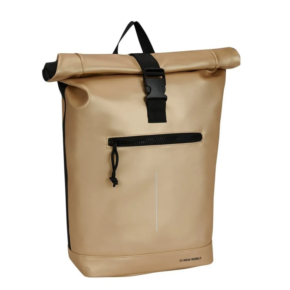 New Rebels Mart New York Metallic Goud 21L Rugzak Rolltop Waterafstotend Laptop 15.6"