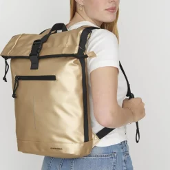 New Rebels Mart New York Metallic Goud 21L Rugzak Rolltop Waterafstotend Laptop 15.6"