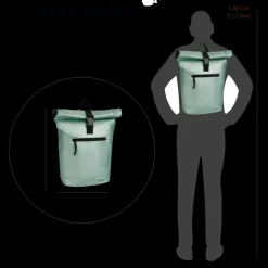 New Rebels Mart New York Metallic Lichtgroen 21L Rugtas Rolltop Waterafstotend Laptop 15.6