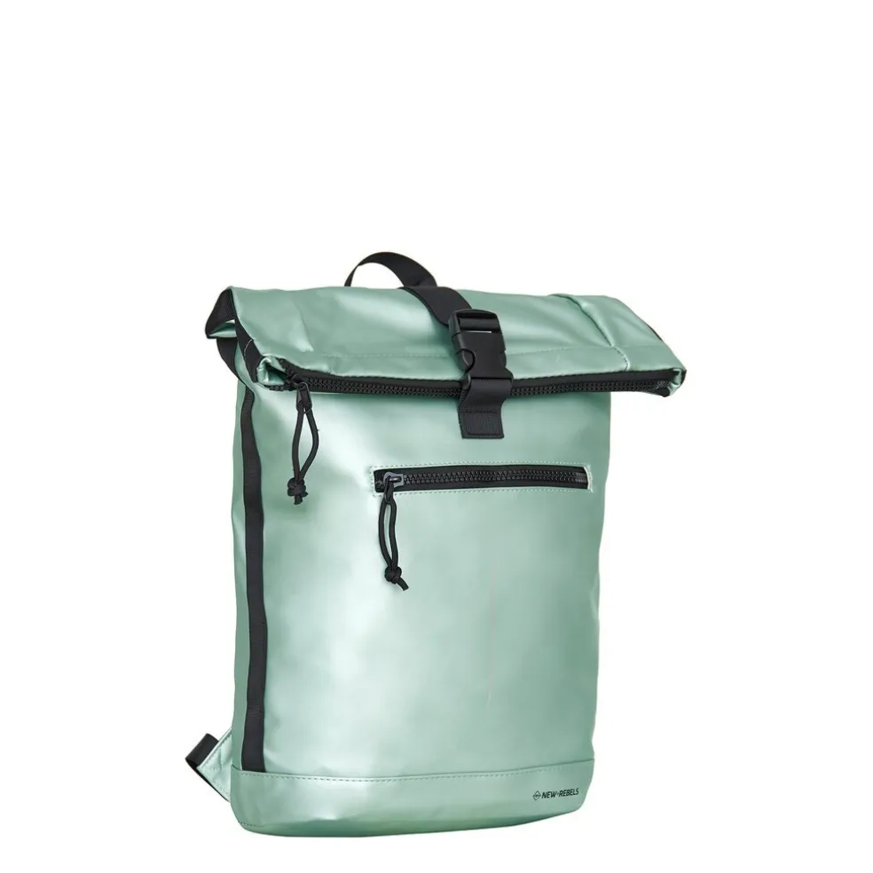 New Rebels Mart New York Metallic Lichtgroen 21L Rugtas Rolltop Waterafstotend Laptop 15.6"