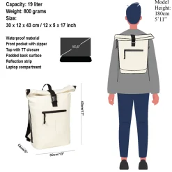 New Rebels Mart New York Off White 21L Rugtas Rolltop Waterafstotend Laptop 15.6