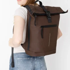New Rebels Mart New York Mocca 21L Rugzak Rolltop Waterafstotend Laptop 15.6"