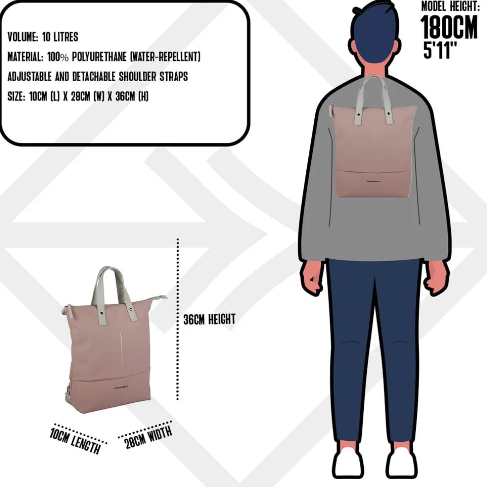 New Rebels Matteo Trenton Oudroze 18L Rugzak Shopper Waterafstotend